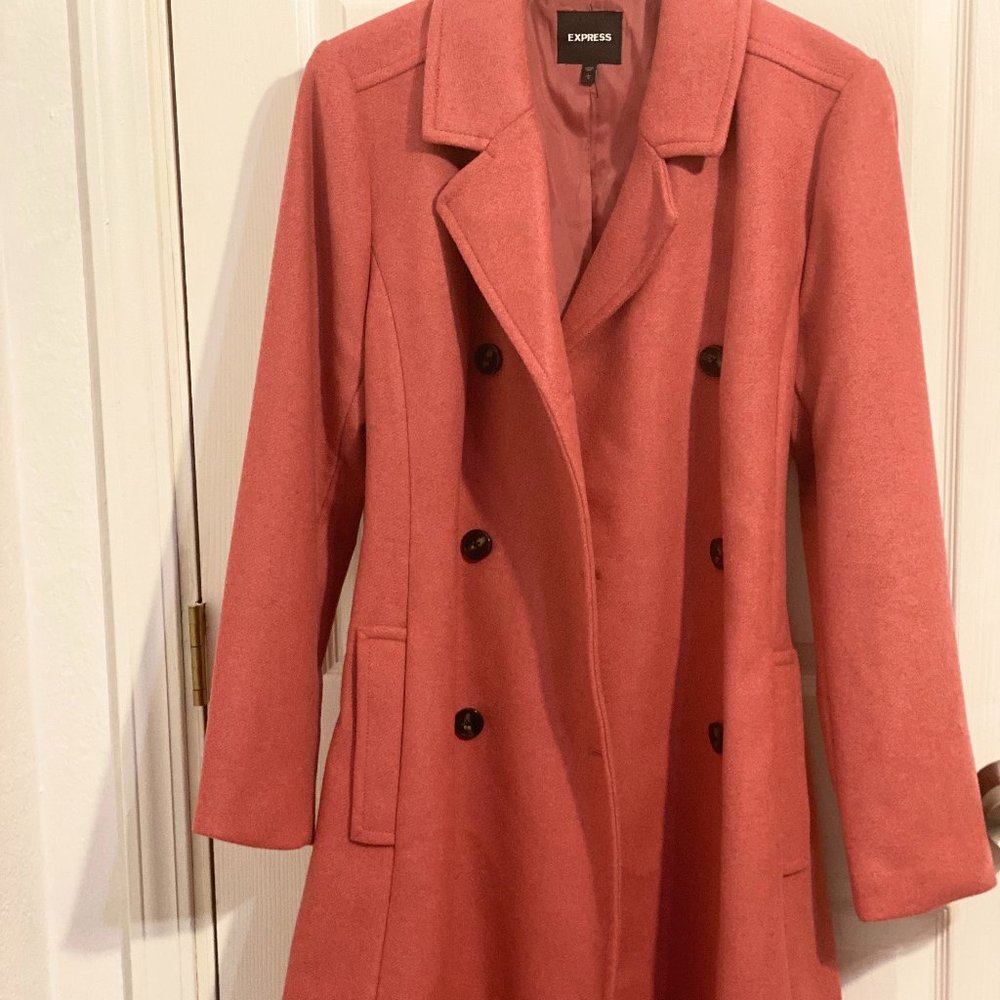 Express Pea Coat in Blush Pink